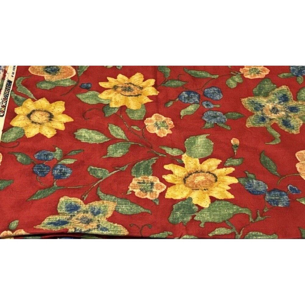 Covington 5th Avenue Designs Red Sunflower Floral Home Decor Fabric 1.5 Yards